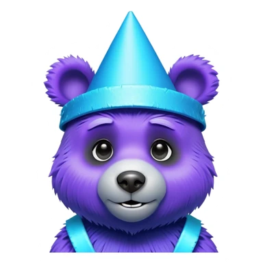 3D, adorable little Pixar style blue neon punk bear wearing a party hat, ultra detailed, each lash, eye, and strand of fur is shown in stunning detail as though captured in a timeless photograph, rich textures, visually rich, so lifelike it feels like it could leap off the page at any moment sticker