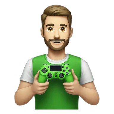 Homme avec manette ps4 verte sticker