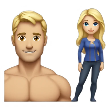 Couple avec un homme noir musclé et une femme blonde aux yeux bleus sticker