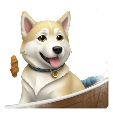 a light dorée  Husky in a sailboat sticker