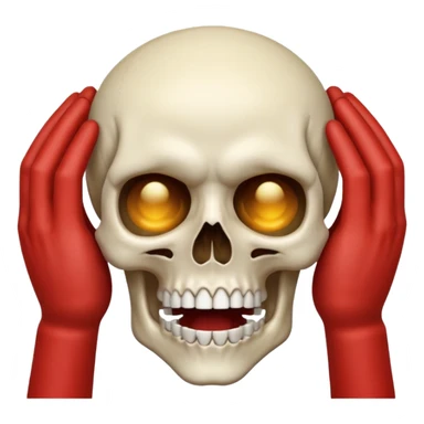 Skull face open mouth speechless with hands on head sticker