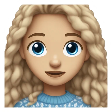 light skin brown hair blue eyes long hair girl wearing aesthetic sweater sticker