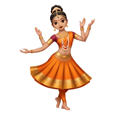 cinematic-realistic-bharatanatyam-dance-emoji,-depicted-as-an-elegant-classical-indian-dance-performance-with-graceful-poses,-intricate-costumes,-and-expressive-hand-gestures,-rendered-with-rich-textures-and-warm-dramatic-lighting, single dancer sticker
