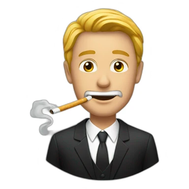 A man with black suit using cigarettes sticker