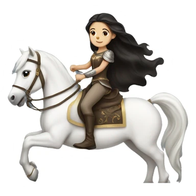 Dark haired princess riding a white horse sticker