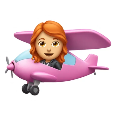 ginger woman flying pink airplane  sticker