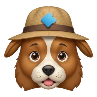 confused dog with a hat sticker