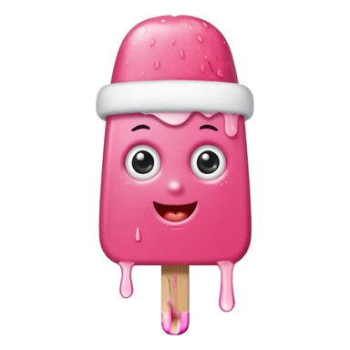 happy pink popsicle with eyes and white beanie sticker