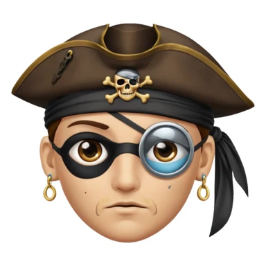 Eye patch pirate with earring, one eye covered
 sticker