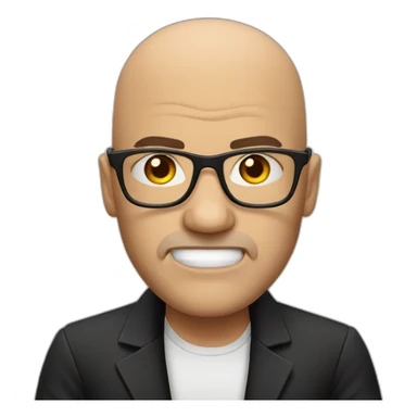 Angry bald man glasses, black jacket sticker