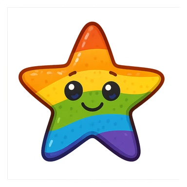 gay pride emoji, rainbow starfish, playful and bright sticker