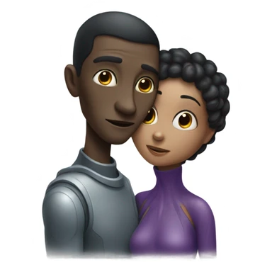 alien woman hugs man sticker