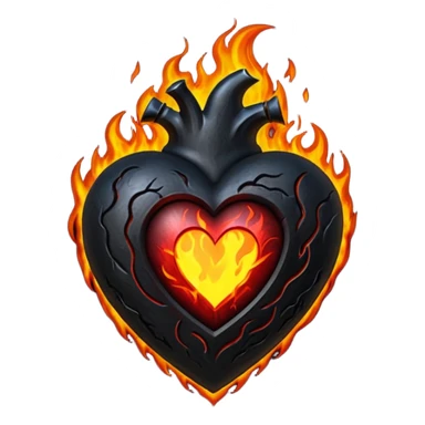realistic gothic heart with a dark flame sticker
