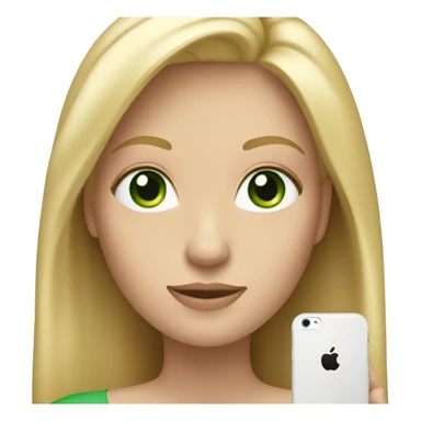 Long hair blonde with green eyes holding up iPhone sticker