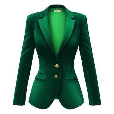 Realistic isolated side view of an open emerald green velvet feminine fashion blazer jacket. sticker