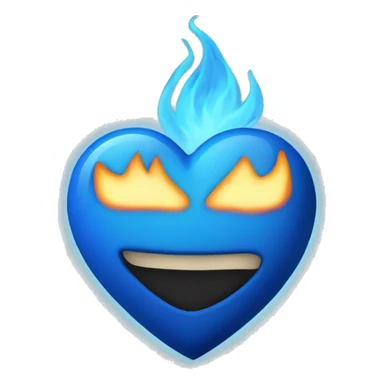 Blue heart with blue flames sticker