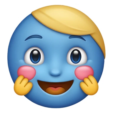 Blue emoji blushing sticker