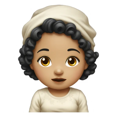Southeast Asian female infant with black curly hairSou sticker