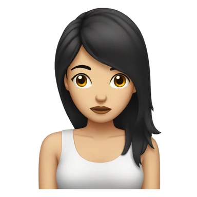 Depressed woman with black hair sticker