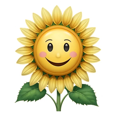 a sunflower with a white disc in the middle and a smiley face sticker