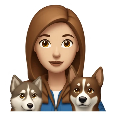 Woman brown hair blue eyes with Husky Copper beige  sticker