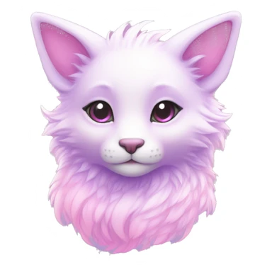 Kawaii colorful bright light pastel lilac-pink-white-gradient fantasy ethereal anthro fursona animal creature sticker