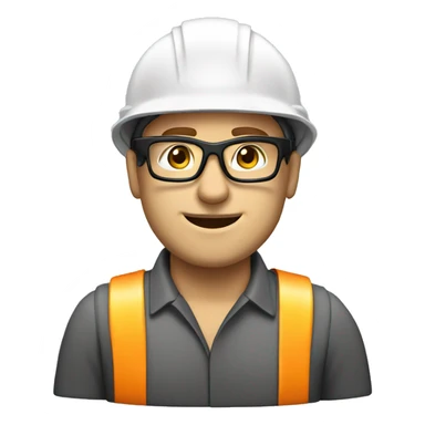 Caucasian engineer with helmet, glases, earplugs safety sticker