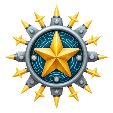 symbol combining elements of a circuit and a star, no text sticker