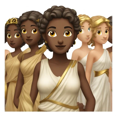 Greek goddess with regular girls standing behind her sticker