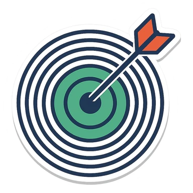A target with navy rings and a vibrant green bullseye, with an arrow, sticker style sticker