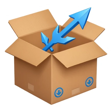package box with arrows circling around it sticker