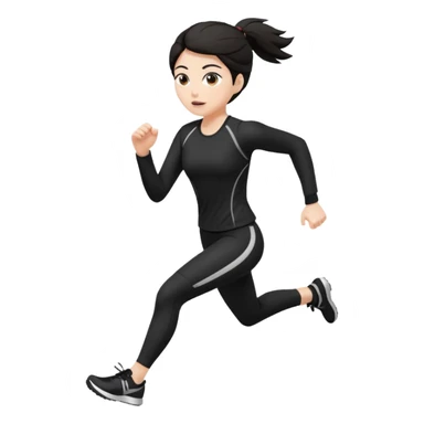 Head to toe Body woman from the front run’ing toward the screen White skin black/brown hair in black clothes sticker