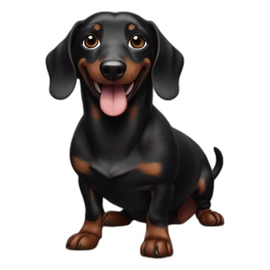 smiling black sausage dog sticker