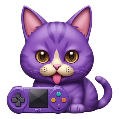 purple cat with huge eyes smelly lines and their massive brown tongue out also a playstation next to it sticker