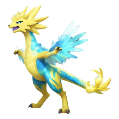 Celestial Powerful Nebula-Crystallic Colorful Vibrant Colors Flying Advanced Zeraora-Aurorus-Fakémon-Legendary-Pokémon-Creature Full Body sticker