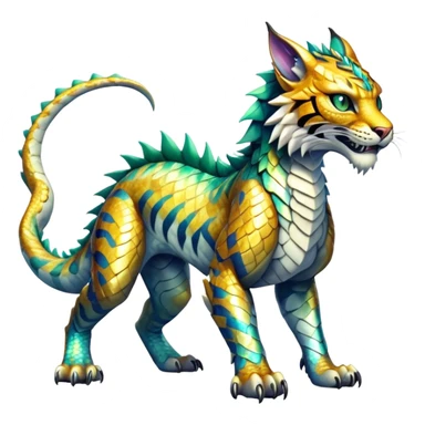 Shiny exotic Dragon-Tiger-type Fakémon-Lynx-Bobcat-creature full body sticker