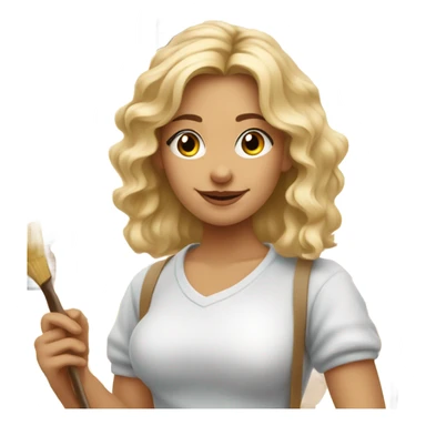 Blonde artist painting sticker