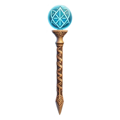 Clash of Clans aesthetic: Cinematic Playful Magic Staff Emoji, rendered in a 3D vector-style similar to standard emojis with minimal shading and bold, simplified shapes. A compact, isometric enchanted staff with intricate runic carvings and a glowing orb at its tip, softly glowing with a mystical arcane charm. Simplified yet unmistakably iconic, highly detailed and consistent, glowing with a soft radiant glow and high shine. Stylized with a touch of legendary sorcery and a soft glowing outline, capturing the essence of a powerful magic staff with a friendly, playful vibe! sticker