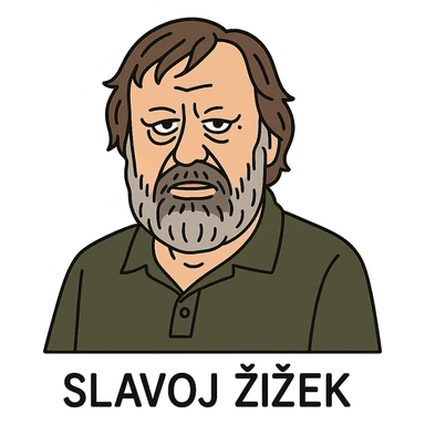 flat toon style portrait of Slavoj Žižek, no background sticker
