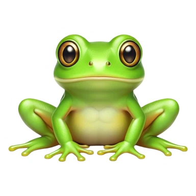 Cinematic Cute Green Tree Frog Portrait Emoji, Head tilted playfully and inquisitively, featuring a charmingly compact form with vivid green, slightly textured skin, prominent sticky toe pads, and round, sparkling eyes full of playful wonder, Simplified yet irresistibly adorable features, highly detailed, glowing with a warm, inviting jungle glow, high shine, affectionate and lively, stylized with a touch of tropical whimsy, soft glowing outline, capturing the essence of a mischievous yet loving frog that seems as if it could hop out of the screen into your arms! sticker