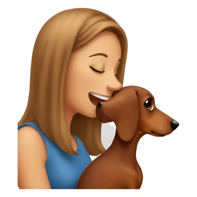 Female kissing brown daschund sticker