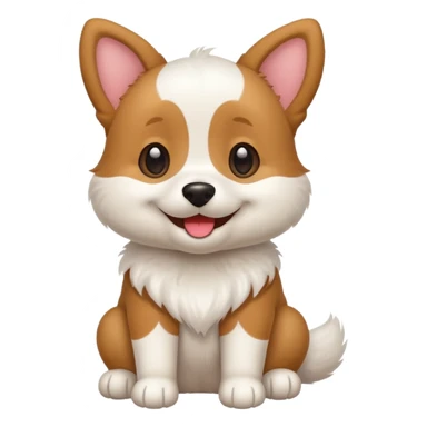A cute cartoon dog, white fur, happy expression, sitting. sticker
