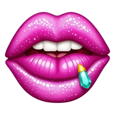 glitter dark pink kiss  sticker