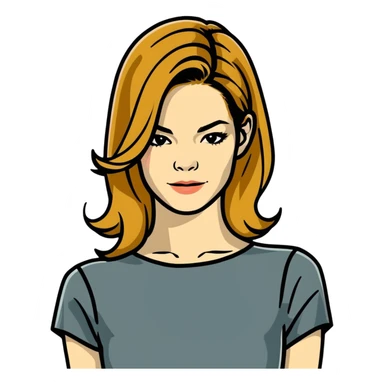 Michelle Monaghan with honey blonde hair on Christmas holiday sticker