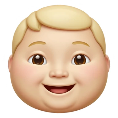 A 3D emoji in iOS emoji aesthetic style of a chubby person with round cheeks and a happy smile, soft and friendly expression, smooth glossy texture, minimal white background. sticker