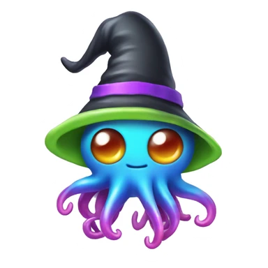 Cute Rainbow chrome squid wearing witch hat  sticker