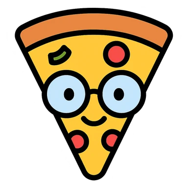 pizza caricature with exaggerated round glasses sticker