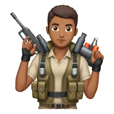 Muslim man with a bombs in his waist and chest sticker