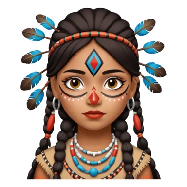 Chica indígena con maquillaje tradicional de indígenas con puntos y rayas sticker