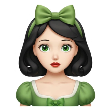 snow white with green dress hair bow and green eyes sticker